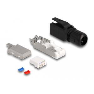 DELOCK βύσμα RJ45 CAT 6A STP 86965, tool-free, μαύρο | Καλώδια - Αντάπτορες | elabstore.gr