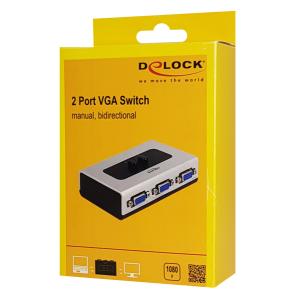 DELOCK VGA switch 87758, 2 ports, bidirectional, Full HD, ασημί | Καλώδια - Αντάπτορες | elabstore.gr