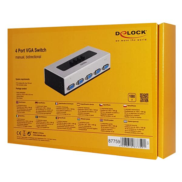 DELOCK VGA switch 87759, 4 ports, bidirectional, Full HD, ασημί | eLabstore.gr DELOCK VGA switch 87759, 4 ports, bidirectional, Full HD, ασημί | Καλώδια - Αντάπτορες | elabstore.gr