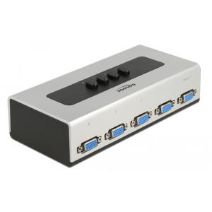 DELOCK VGA switch 87759, 4 ports, bidirectional, Full HD, ασημί | Καλώδια - Αντάπτορες | elabstore.gr