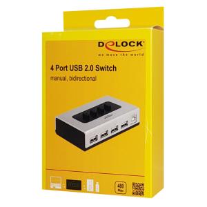 DELOCK switch USB Type B σε 4x USB 87762, bidirectional, ασημί | Καλώδια - Αντάπτορες | elabstore.gr