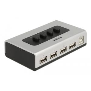 DELOCK switch USB Type B σε 4x USB 87762, bidirectional, ασημί | Καλώδια - Αντάπτορες | elabstore.gr