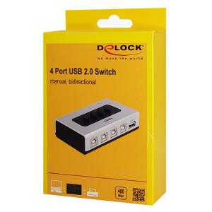 DELOCK switch 4x USB Type B σε 1x USB 87763, bidirectional, ασημί | Καλώδια - Αντάπτορες | elabstore.gr