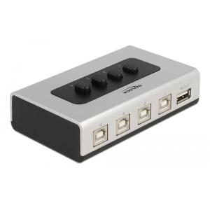 DELOCK switch 4x USB Type B σε 1x USB 87763, bidirectional, ασημί | Καλώδια - Αντάπτορες | elabstore.gr