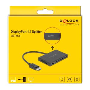 DELOCK splitter DisplayPort 1.4 σε 4x DisplayPort 87794, Dual Mode, 4K | Καλώδια - Αντάπτορες | elabstore.gr