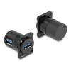 DELOCK module USB σε USB 87814 για D-Type υποδοχές XLR, γωνιακό, μαύρο | Καλώδια - Αντάπτορες | elabstore.gr