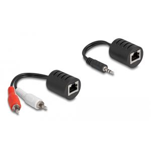 DELOCK audio extender 87859, 3.5mm & 2x RCA σε RJ45, έως 50m, μαύρο | Καλώδια - Αντάπτορες | elabstore.gr