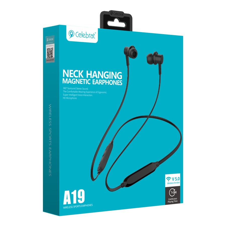CELEBRAT earphones A19 με μαγνήτη, Bluetooth 5.0, 10mm, μαύρα | eLabstore.gr CELEBRAT earphones A19 με μαγνήτη, Bluetooth 5.0, 10mm, μαύρα - Image 6