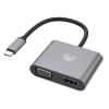AULA αντάπτορας USB Type-C σε HDMI & VGA UC-901, 4K & 2K, γκρι | Καλώδια - Αντάπτορες | elabstore.gr