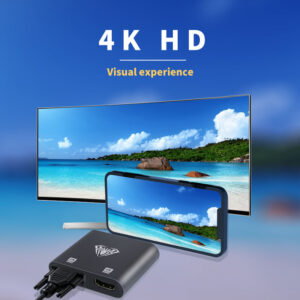 AULA αντάπτορας USB Type-C σε HDMI & VGA UC-901, 4K & 2K, γκρι | Καλώδια - Αντάπτορες | elabstore.gr