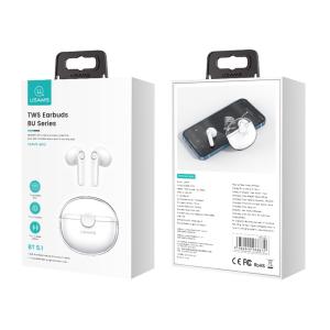 USAMS earphones με θήκη φόρτισης BU12, True Wireless, λευκά | Αξεσουάρ κινητών | elabstore.gr