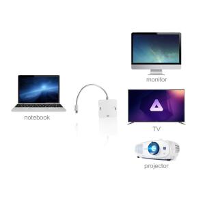 POWERTECH αντάπτορας Mini DisplayPort σε HDMI/DVI/VGA CAB-DP016, λευκός | Καλώδια - Αντάπτορες | elabstore.gr