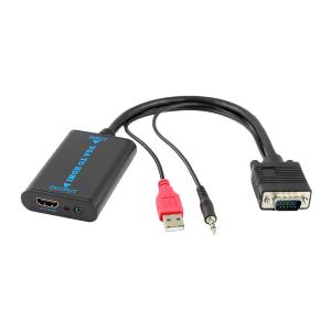 POWERTECH αντάπτορας VGA/USB/3.5mm σε HDMI CAB-H070, 1080p, 0.2m, μαύρος | Καλώδια - Αντάπτορες | elabstore.gr