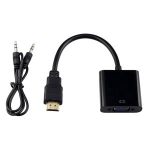 POWERTECH αντάπτορας HDMI σε VGA CAB-H071, με audio jack, μαύρο, 0.20m | Καλώδια - Αντάπτορες | elabstore.gr