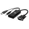POWERTECH αντάπτορας VGA σε HDMI + 3.5mm + USB CAB-H142, 1080p, μαύρος | Καλώδια - Αντάπτορες | elabstore.gr