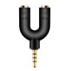 POWERTECH Splitter 3.5mm 4pin (M) σε 2x 3.5mm 4pin (F) CAB-J040, μαύρο | Καλώδια - Αντάπτορες | elabstore.gr