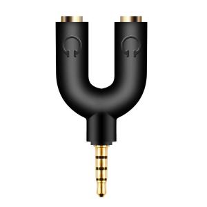 POWERTECH Splitter 3.5mm 4pin (M) σε 2x 3.5mm 4pin (F) CAB-J040, μαύρο | Καλώδια - Αντάπτορες | elabstore.gr