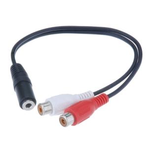 POWERTECH καλώδιο 3.5mm θηλυκό σε 2x RCA θηλυκό CAB-R012 0.20m, μαύρο | Καλώδια - Αντάπτορες | elabstore.gr
