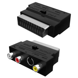 POWERTECH αντάπτορας SCART σε audio/video & S-Video CAB-S011, μαύρος | Καλώδια - Αντάπτορες | elabstore.gr
