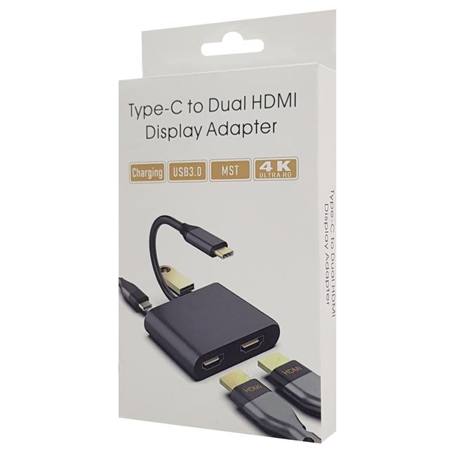 POWERTECH αντάπτορας USB Type-C σε dual HDMI CAB-TB001, 4K, 40W, γκρι | eLabstore.gr POWERTECH αντάπτορας USB Type-C σε dual HDMI CAB-TB001, 4K, 40W, γκρι | Καλώδια - Αντάπτορες | elabstore.gr