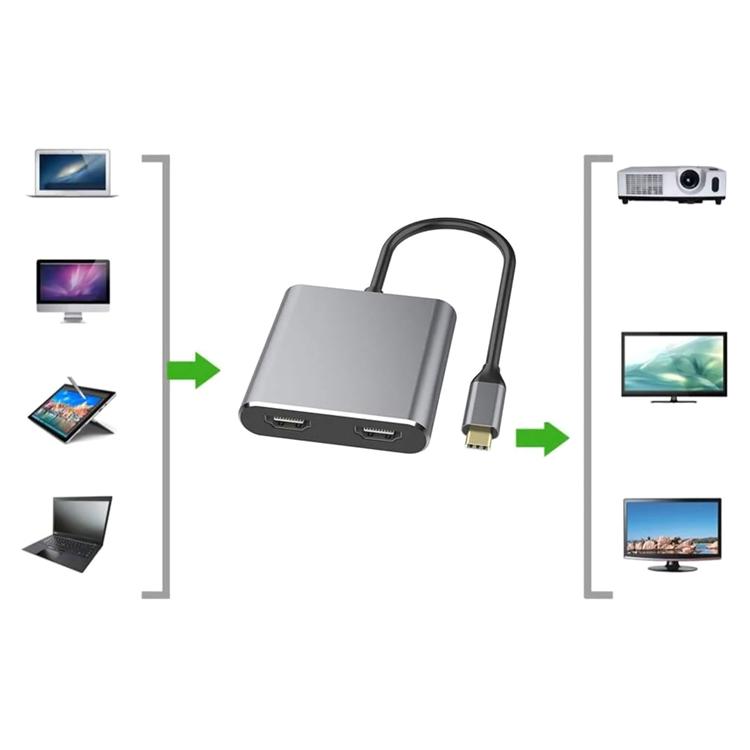 POWERTECH αντάπτορας USB Type-C σε dual HDMI CAB-TB001, 4K, 40W, γκρι | eLabstore.gr POWERTECH αντάπτορας USB Type-C σε dual HDMI CAB-TB001, 4K, 40W, γκρι | Καλώδια - Αντάπτορες | elabstore.gr