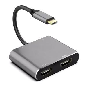 POWERTECH αντάπτορας USB Type-C σε dual HDMI CAB-TB001, 4K, 40W, γκρι | Καλώδια - Αντάπτορες | elabstore.gr