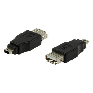 POWERTECH adapter USB 2.0 (F) σε USB Mini (Μ) CAB-U141, μαύρο | Καλώδια - Αντάπτορες | elabstore.gr