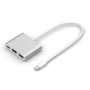 POWERTECH αντάπτορας USB-C σε USB 3.0/USB-C/HDMI CAB-UC004, ασημί | Καλώδια - Αντάπτορες | elabstore.gr