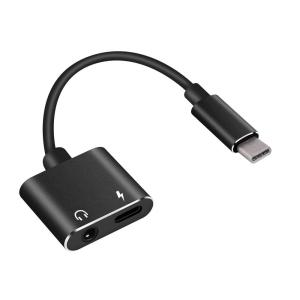POWERTECH αντάπτορας USB-C σε USB-C & 3.5mm θηλυκό CAB-UC031, μαύρος | Καλώδια - Αντάπτορες | elabstore.gr