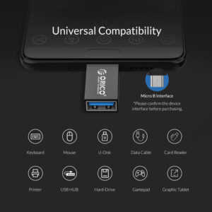 ORICO αντάπτορας USB Micro-B σε USB 3.0 CBT-UM01, μαύρος | Καλώδια - Αντάπτορες | elabstore.gr