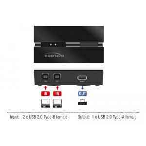 DELOCK USB 2.0 switch 11491, 2x USB Type B σε USB, με μαγνήτη, μαύρο | Καλώδια - Αντάπτορες | elabstore.gr