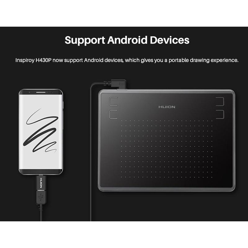 HUION pen tablet H430P, 4.8 x 3", battery-free pen, 4 πλήκτρα, μαύρο | eLabstore.gr HUION pen tablet H430P, 4.8 x 3", battery-free pen, 4 πλήκτρα, μαύρο | Tablet - Parts | elabstore.gr
