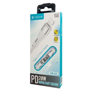 CELEBRAT καλώδιο USC-C σε Lightning HB-03I, PD 20W 3A, 1m, λευκό | Αξεσουάρ κινητών | elabstore.gr