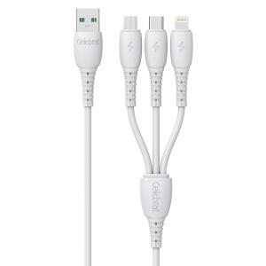 CELEBRAT καλώδιο USB σε USB-C/Lightning/Micro USB HB-05, 3A, 1m, λευκό | Αξεσουάρ κινητών | elabstore.gr