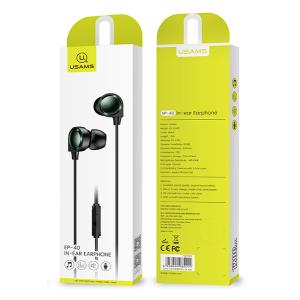USAMS earphones με μικρόφωνο EP-40, 3.5mm, 1.2m, μαύρα | Αξεσουάρ κινητών | elabstore.gr