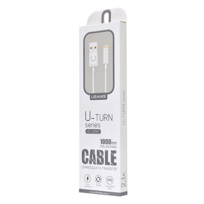 USAMS καλώδιο Lightning σε USB US-SJ097, 2.1A, 1m, λευκό | eLabstore.gr USAMS καλώδιο Lightning σε USB US-SJ097, 2.1A, 1m, λευκό | Καλώδια - Αντάπτορες | elabstore.gr