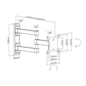 BRATECK Επιτοίχια Βάση Διπλού Βραχίονα KLA26-113 για Monitor 13-27" 20kg | Εικόνα & Ήχος | elabstore.gr