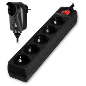 POWERTECH πολύπριζο ασφαλείας PT-994, 5+1 θέσεων schuko, 16A, 2m, μαύρο | Τροφοδοσία Ρεύματος | elabstore.gr