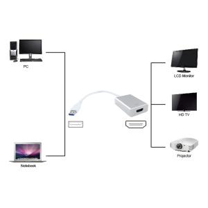 POWERTECH αντάπτορας USB 3.0 σε HDMI PTH-022 με Audio, ασημί | Καλώδια - Αντάπτορες | elabstore.gr