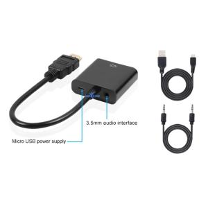 POWERTECH αντάπτορας HDMI (M) σε VGA (F) PTH-025 με Audio, μαύρο | Καλώδια - Αντάπτορες | elabstore.gr