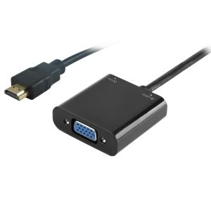 POWERTECH αντάπτορας HDMI (M) σε VGA (F) PTH-025 με Audio, μαύρο | Καλώδια - Αντάπτορες | elabstore.gr