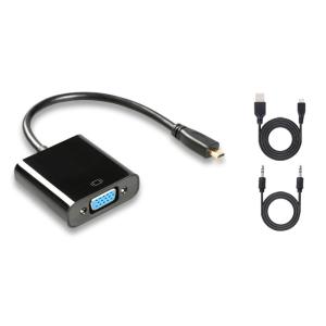 POWERTECH αντάπτορας micro HDMI (M) σε VGA (F) PTH-027 με Audio, μαύρο | Καλώδια - Αντάπτορες | elabstore.gr