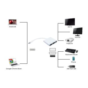 POWERTECH αντάπτορας Type-C σε HDMI + Type-C + USB 3.0 PTH-042 4K, λευκό | eLabstore.gr POWERTECH αντάπτορας Type-C σε HDMI + Type-C + USB 3.0 PTH-042 4K, λευκό | Καλώδια - Αντάπτορες | elabstore.gr