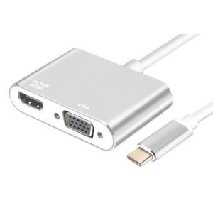 POWERTECH αντάπτορας USB Type-C σε VGA + HDMI 4K PTH-041, ασημί | Καλώδια - Αντάπτορες | elabstore.gr