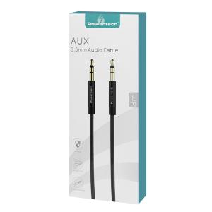 POWERTECH καλώδιο 3.5mm prime PTR-0088, AUX, 3 pin, copper, 3m, μαύρο | Καλώδια - Αντάπτορες | elabstore.gr