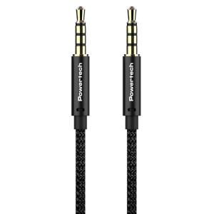 POWERTECH καλώδιο 3.5mm prime PTR-0089, AUX, 4 pin, copper, 1m, μαύρο | Καλώδια - Αντάπτορες | elabstore.gr