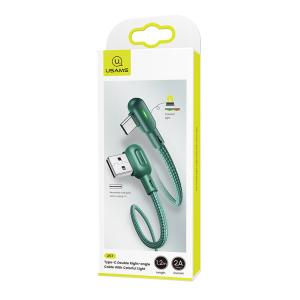 USAMS καλώδιο USB-C σε USB US-SJ457, 2.1A, γωνιακό, 1.2m, πράσινο | Καλώδια - Αντάπτορες | elabstore.gr