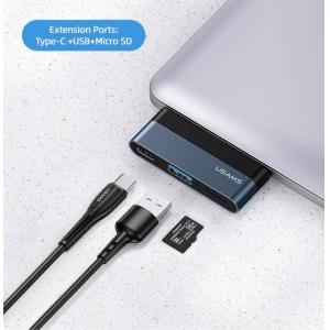 USAMS USB-C hub US-SJ491, USB/USB-C PD/micro SD θύρες, γκρι | Συνοδευτικά PC | elabstore.gr