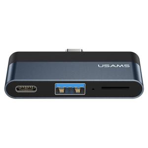USAMS USB-C hub US-SJ491, USB/USB-C PD/micro SD θύρες, γκρι | Συνοδευτικά PC | elabstore.gr