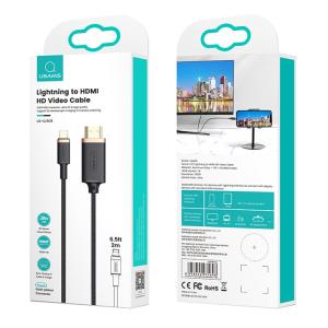 USAMS καλώδιο Lightning σε HDMI 1.4 U70, 1080p, 3D, 2m, μαύρο | Καλώδια - Αντάπτορες | elabstore.gr